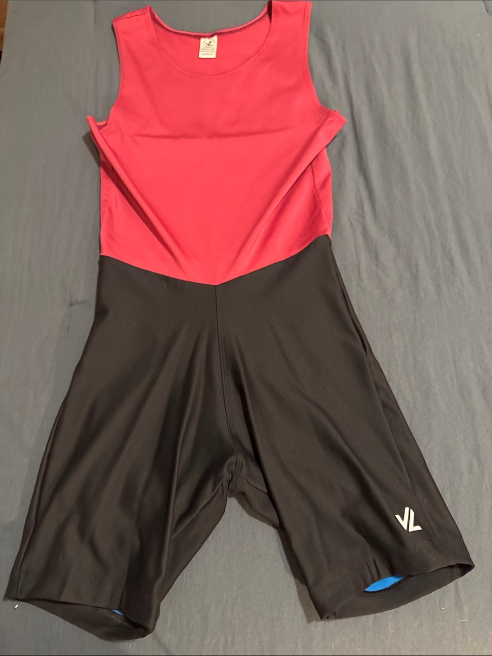 Men's Two-Tone Athletic Bodysuit in Burgundy and Black Medium